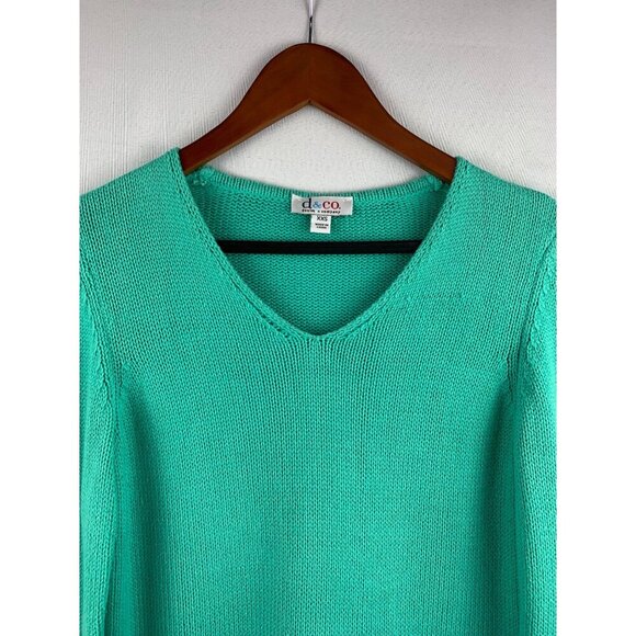 D&Co. Womens XXS Seafoam Knit Sweater Dress  60% Cotton & 40% Acrylic  V-Neck Lo - Picture 5 of 5